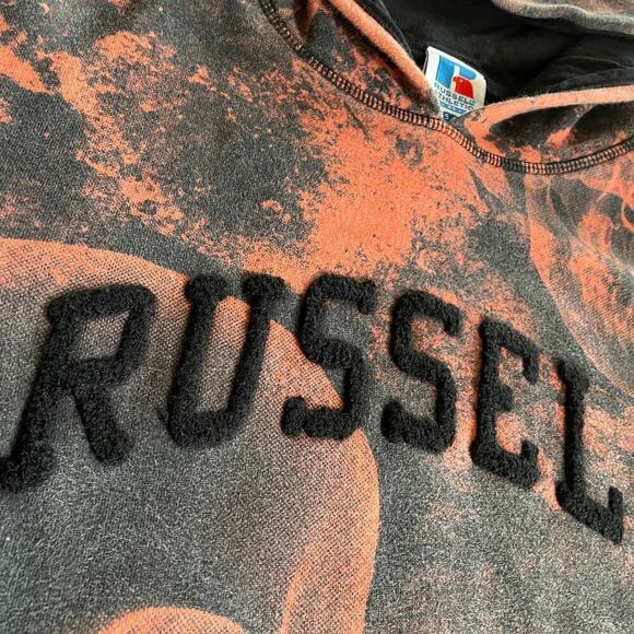 Russell Athletic x ASAP Rocky Pullover Skulls Hoodie Sweatshirt Mens XS Orange - Picture 4 of 10